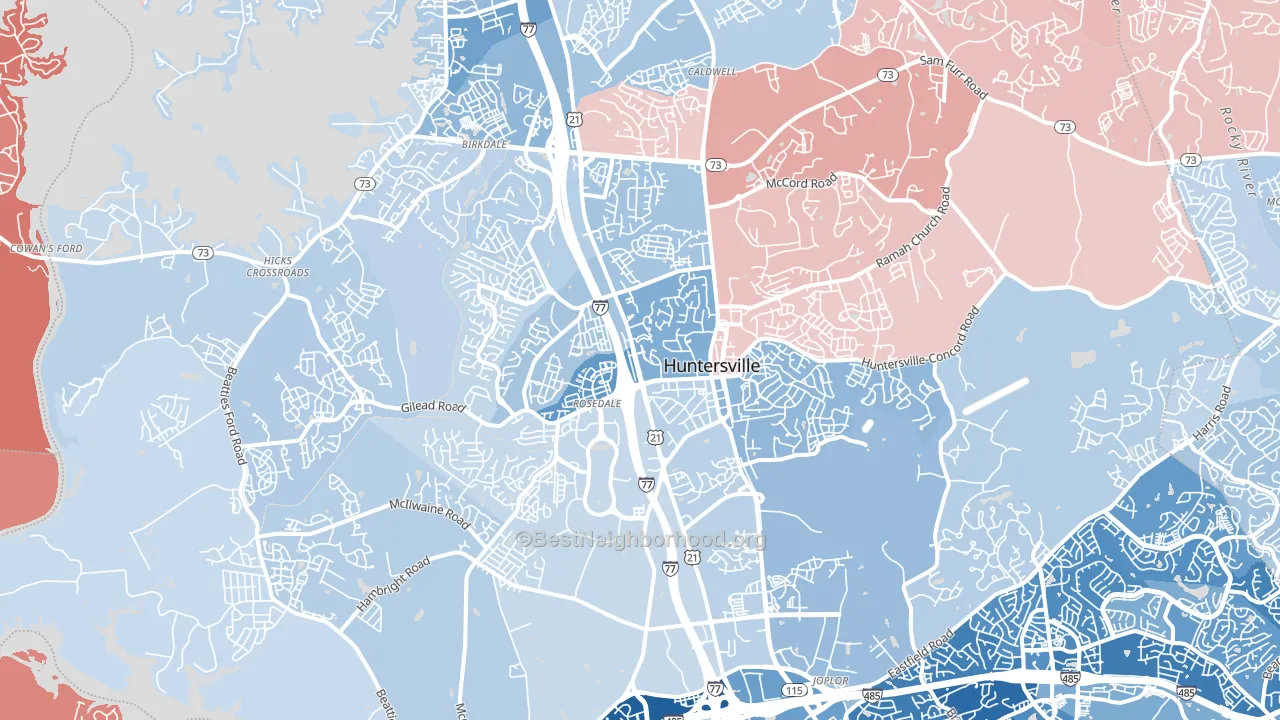 Huntersville, NC block-group political-lean map