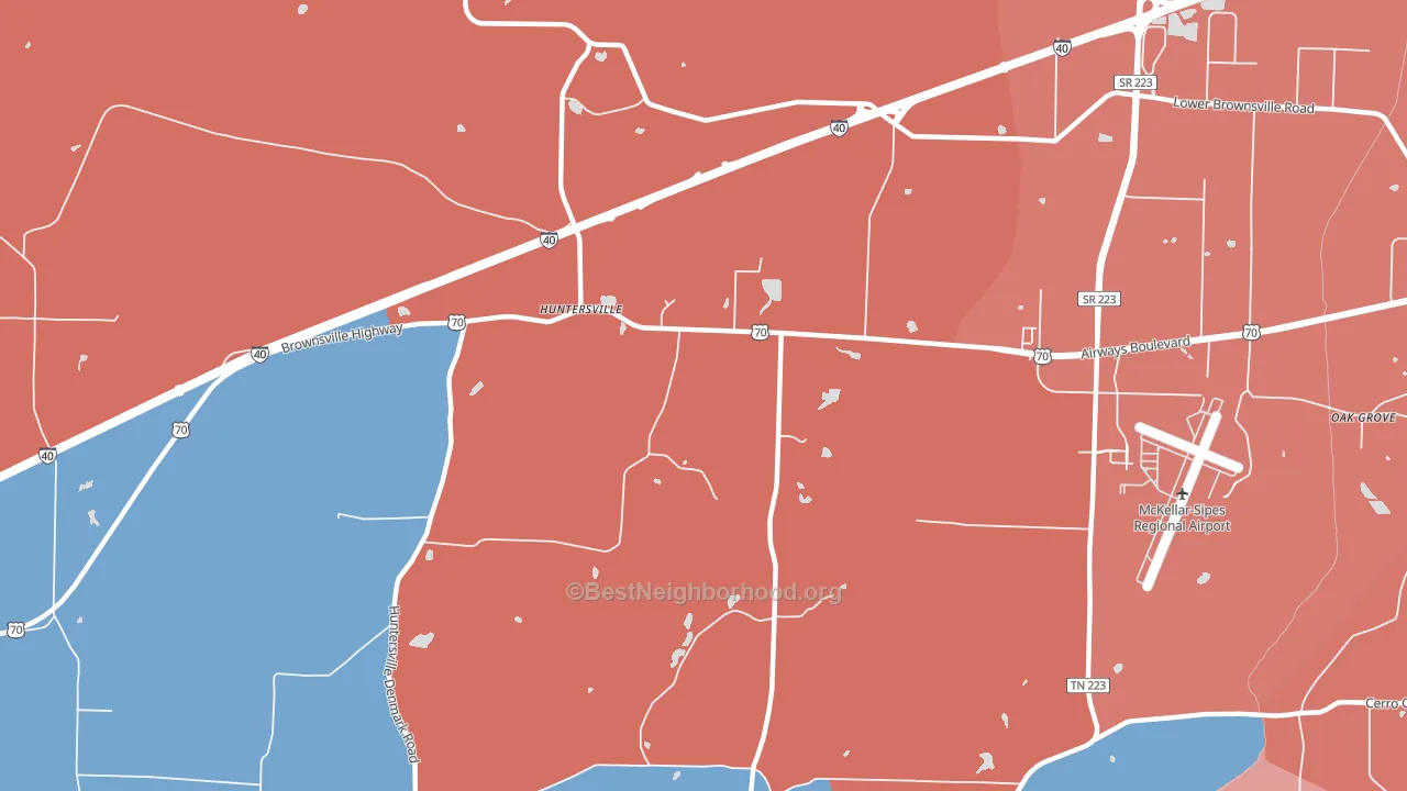 Huntersville, TN block-group political-lean map