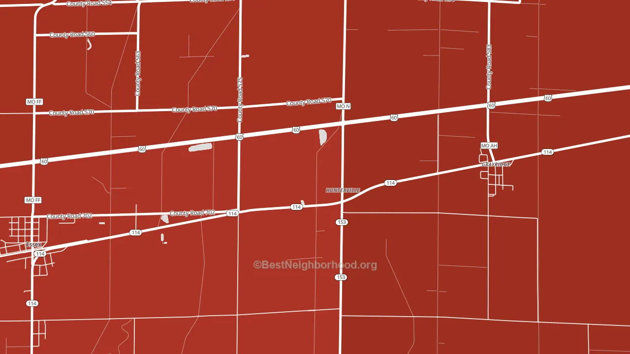 Hunterville, MO block-group political-lean map