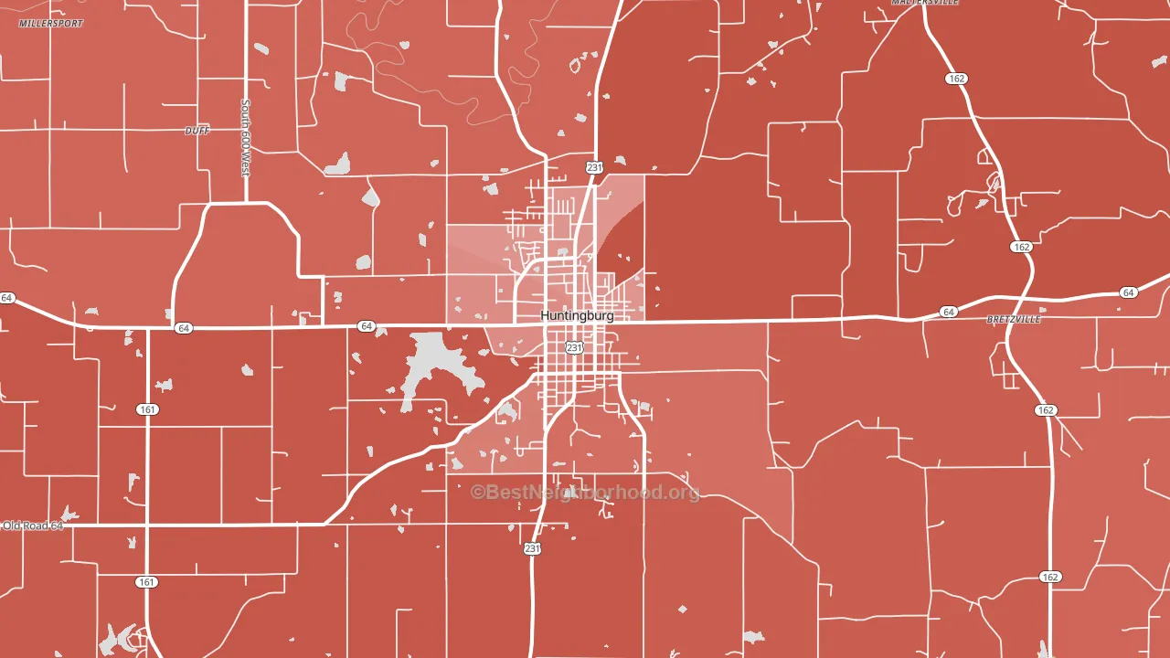Huntingburg, IN block-group political-lean map