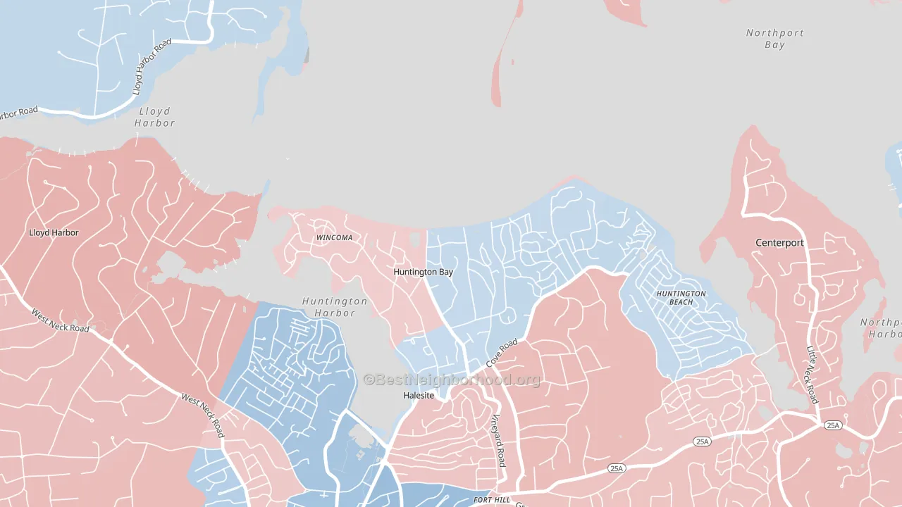 Huntington Bay, NY block-group political-lean map