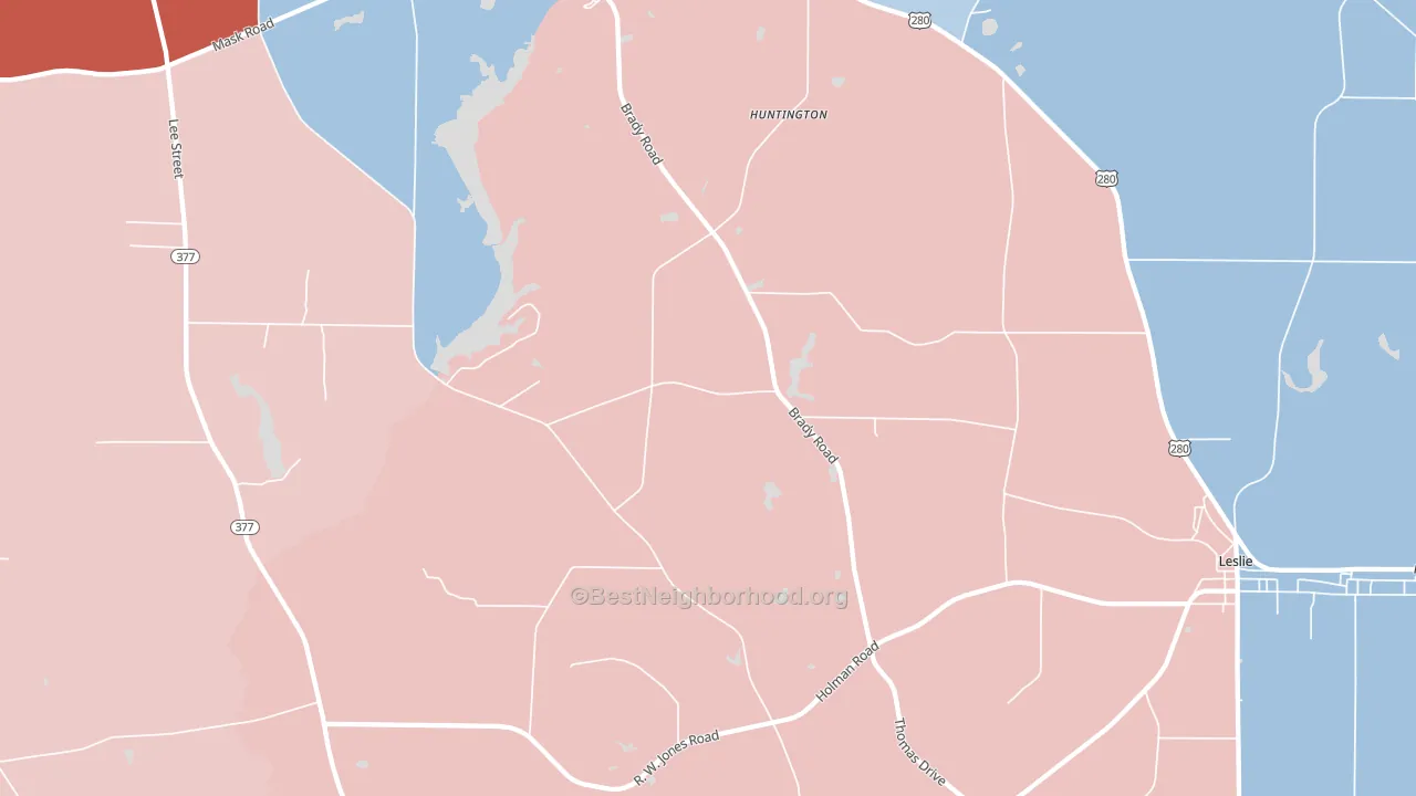 Huntington, GA block-group political-lean map