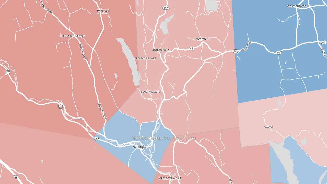 Huntington, MA block-group political-lean map