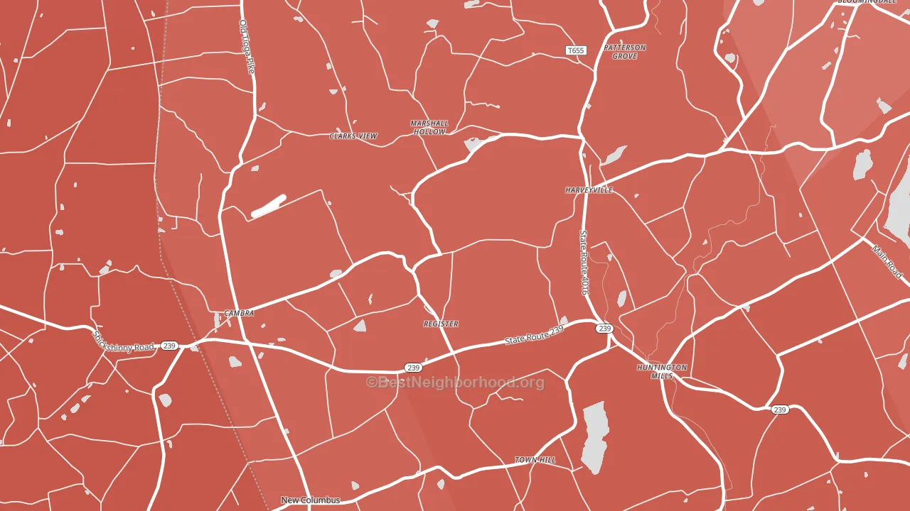 Huntington Mills, PA block-group political-lean map