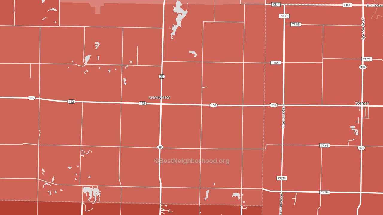 Huntington, OH block-group political-lean map