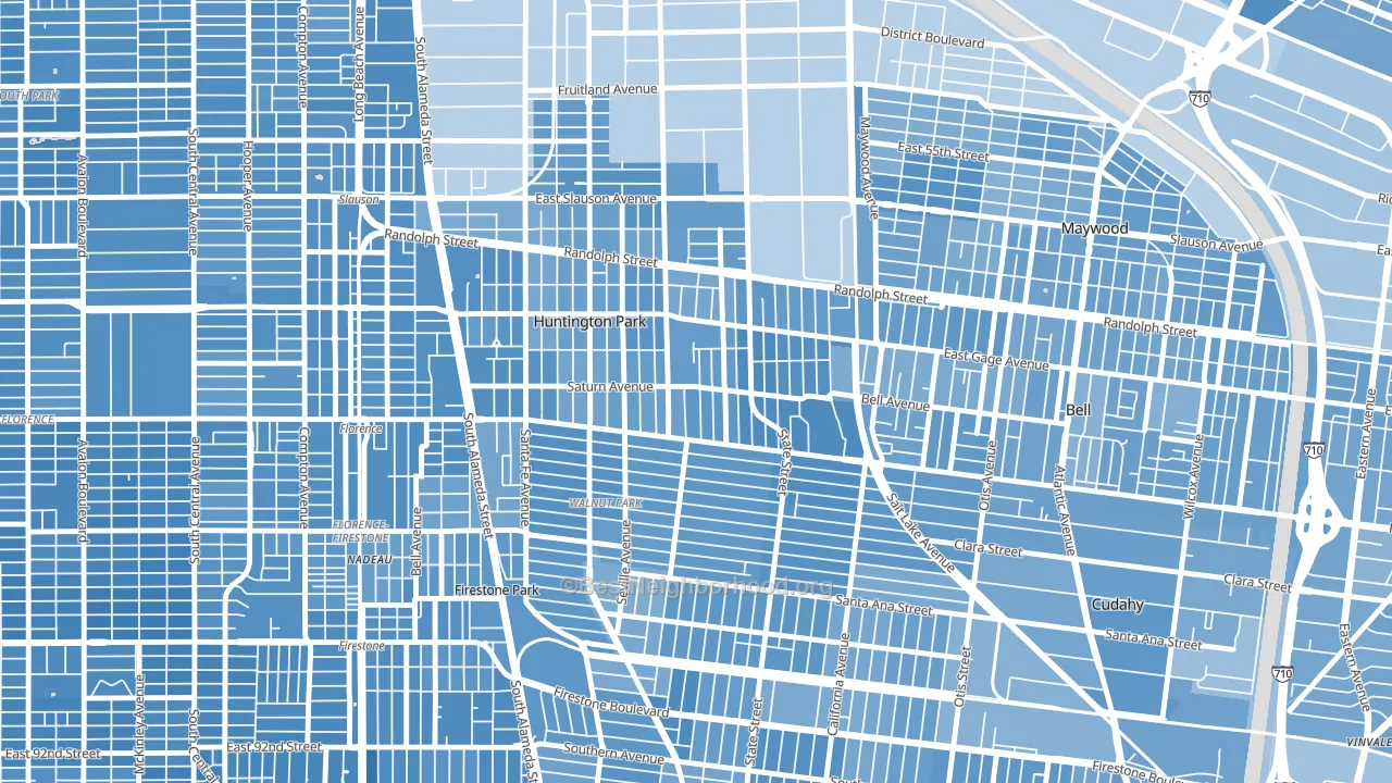 Huntington Park, CA block-group political-lean map
