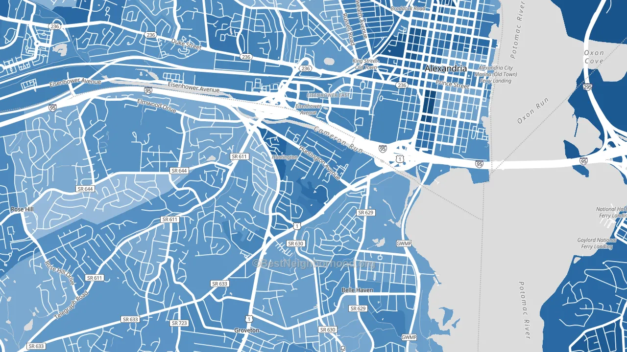 Huntington, VA block-group political-lean map