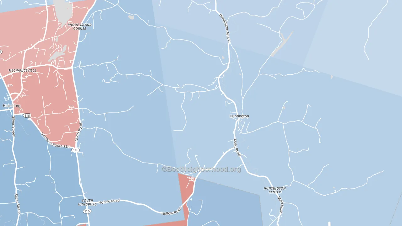 Huntington, VT block-group political-lean map