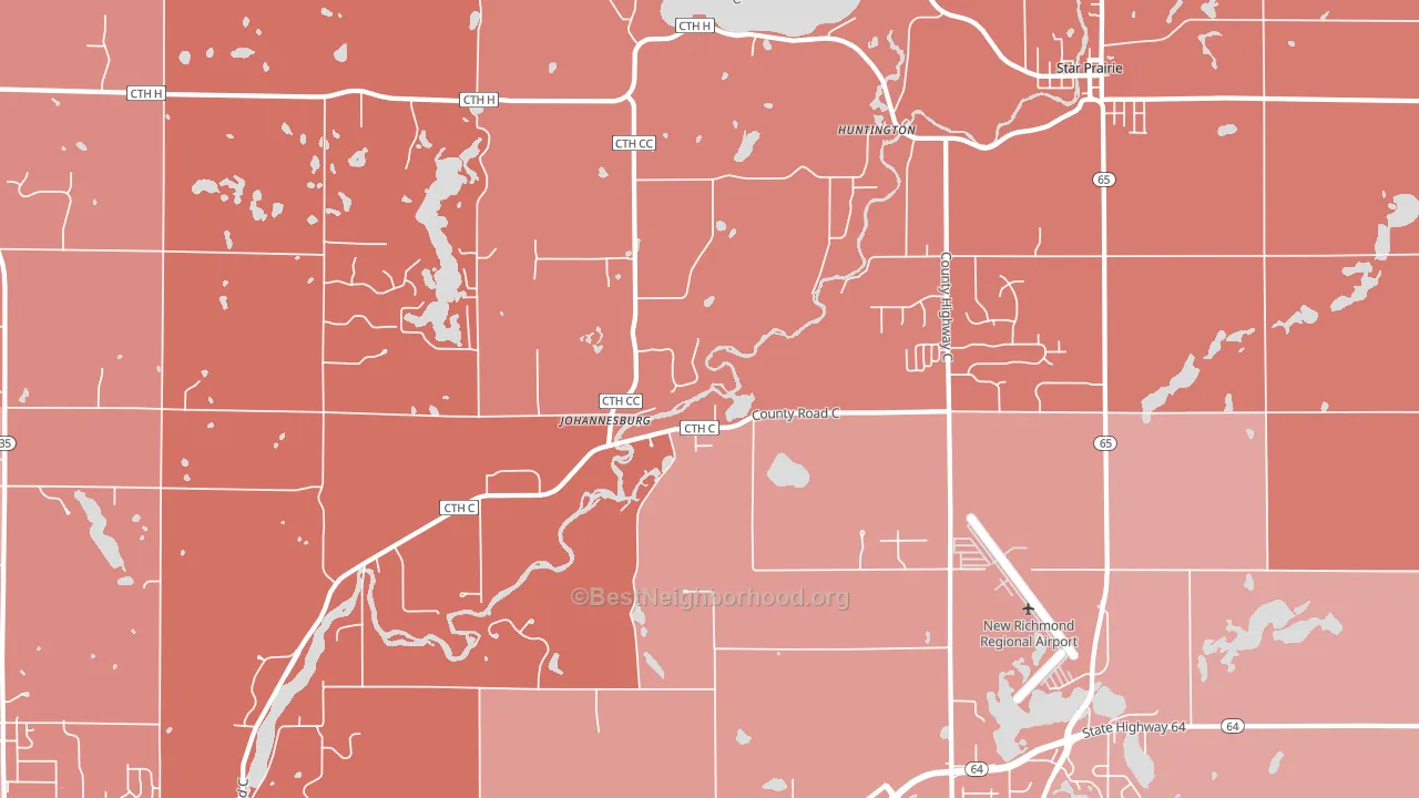 Huntington, WI block-group political-lean map