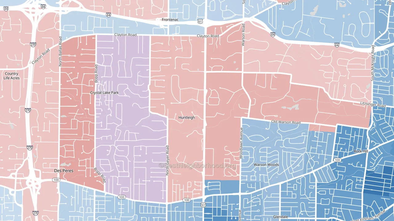 Huntleigh, MO block-group political-lean map