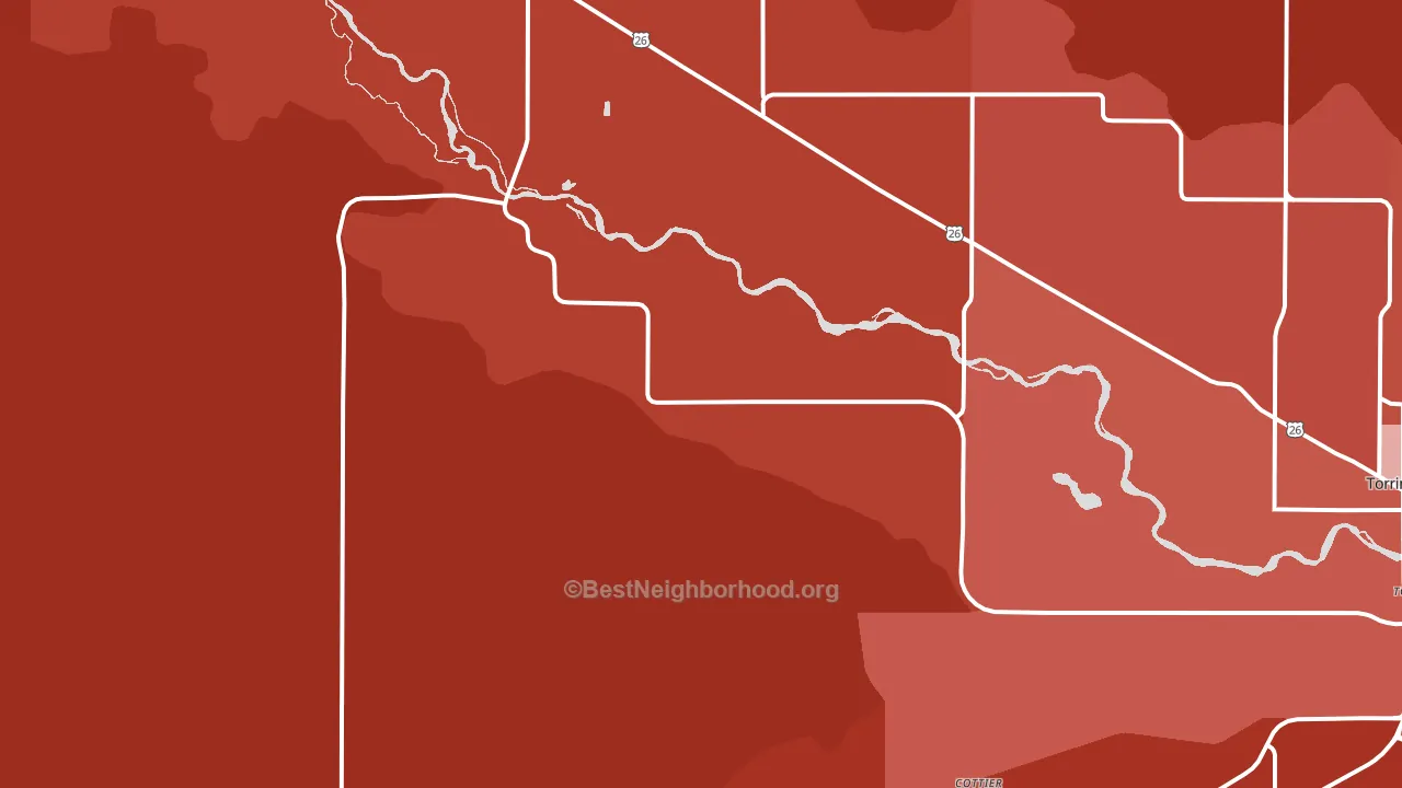Huntley, WY block-group political-lean map