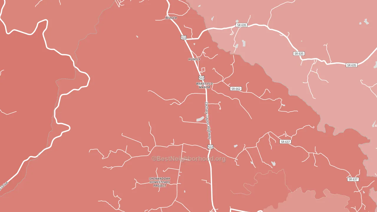 Huntly, VA block-group political-lean map