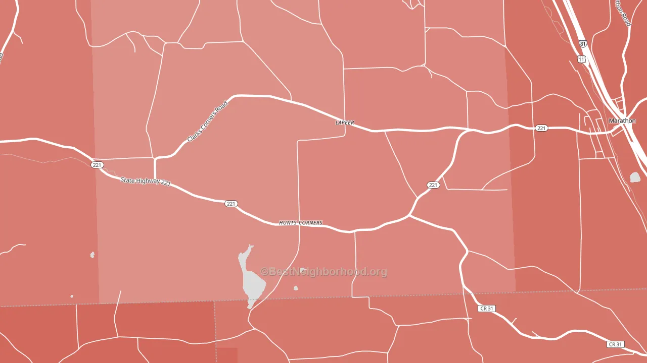 Hunts Corners, NY block-group political-lean map