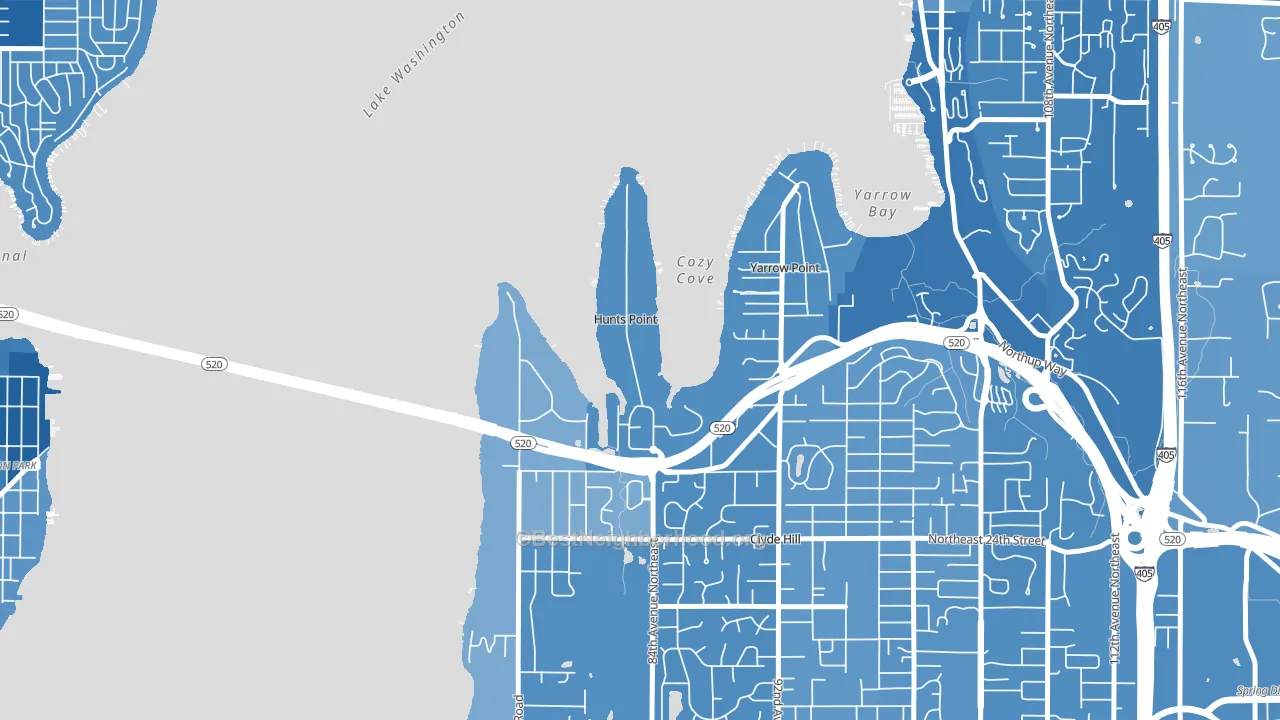 Hunts Point, WA block-group political-lean map