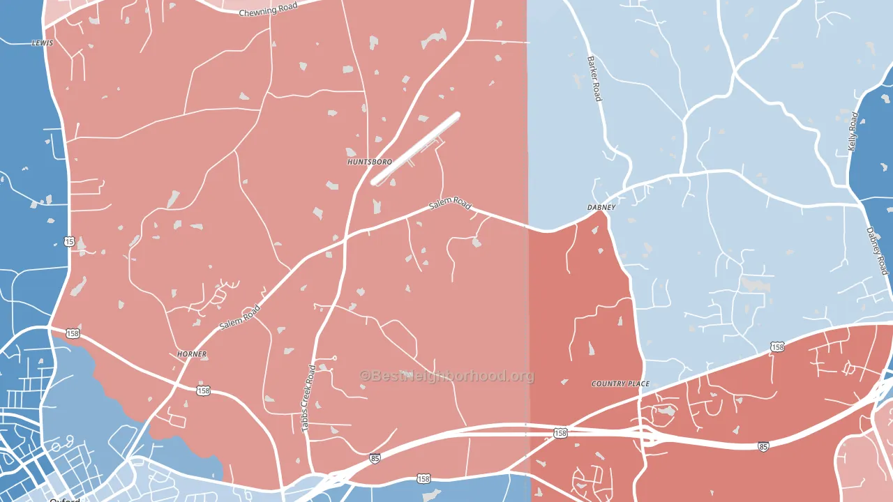 Huntsboro, NC block-group political-lean map