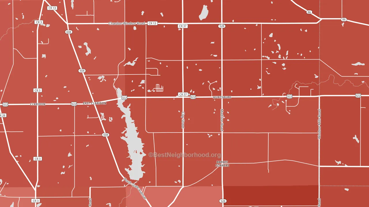 Huntsburg, OH block-group political-lean map
