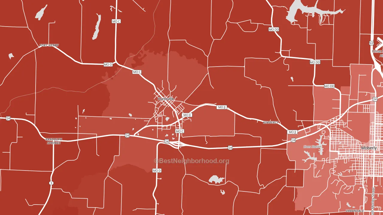 Huntsville, MO block-group political-lean map