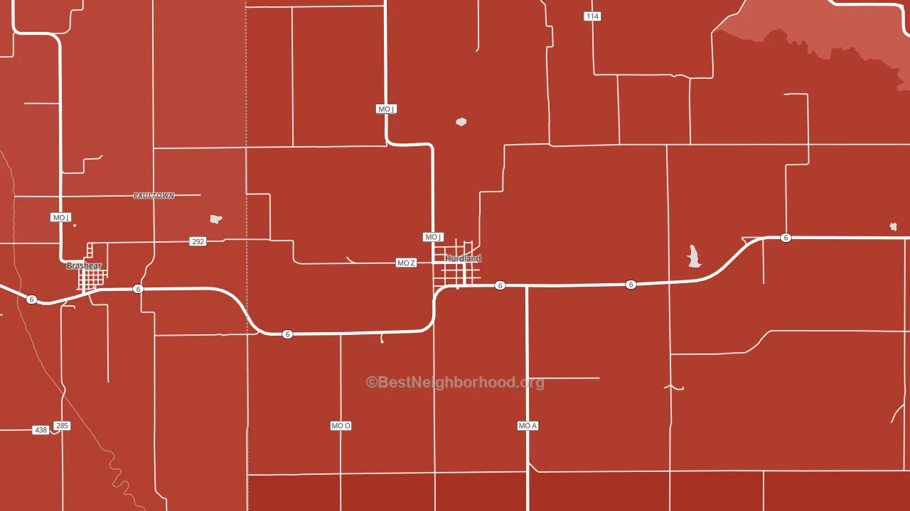 Hurdland, MO block-group political-lean map