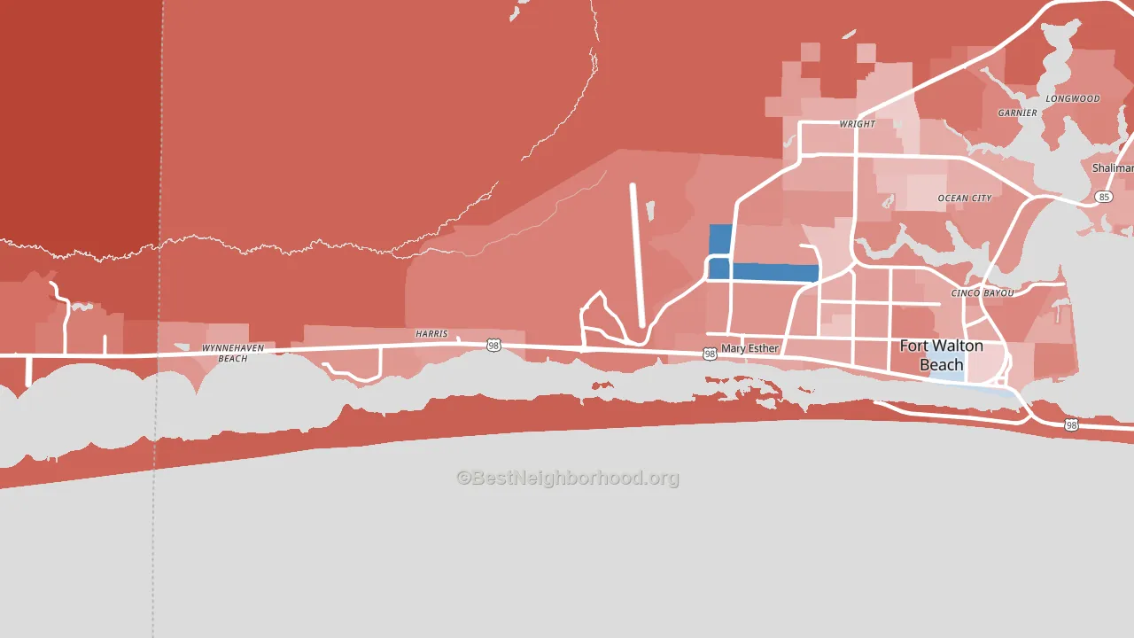 Hurlburt Field, FL block-group political-lean map