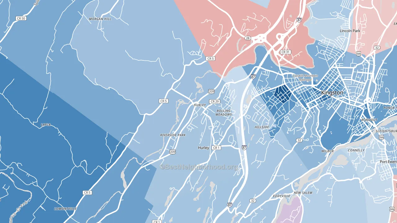 Hurley, NY block-group political-lean map