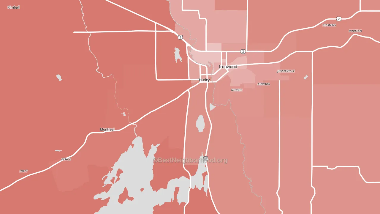 Hurley, WI block-group political-lean map