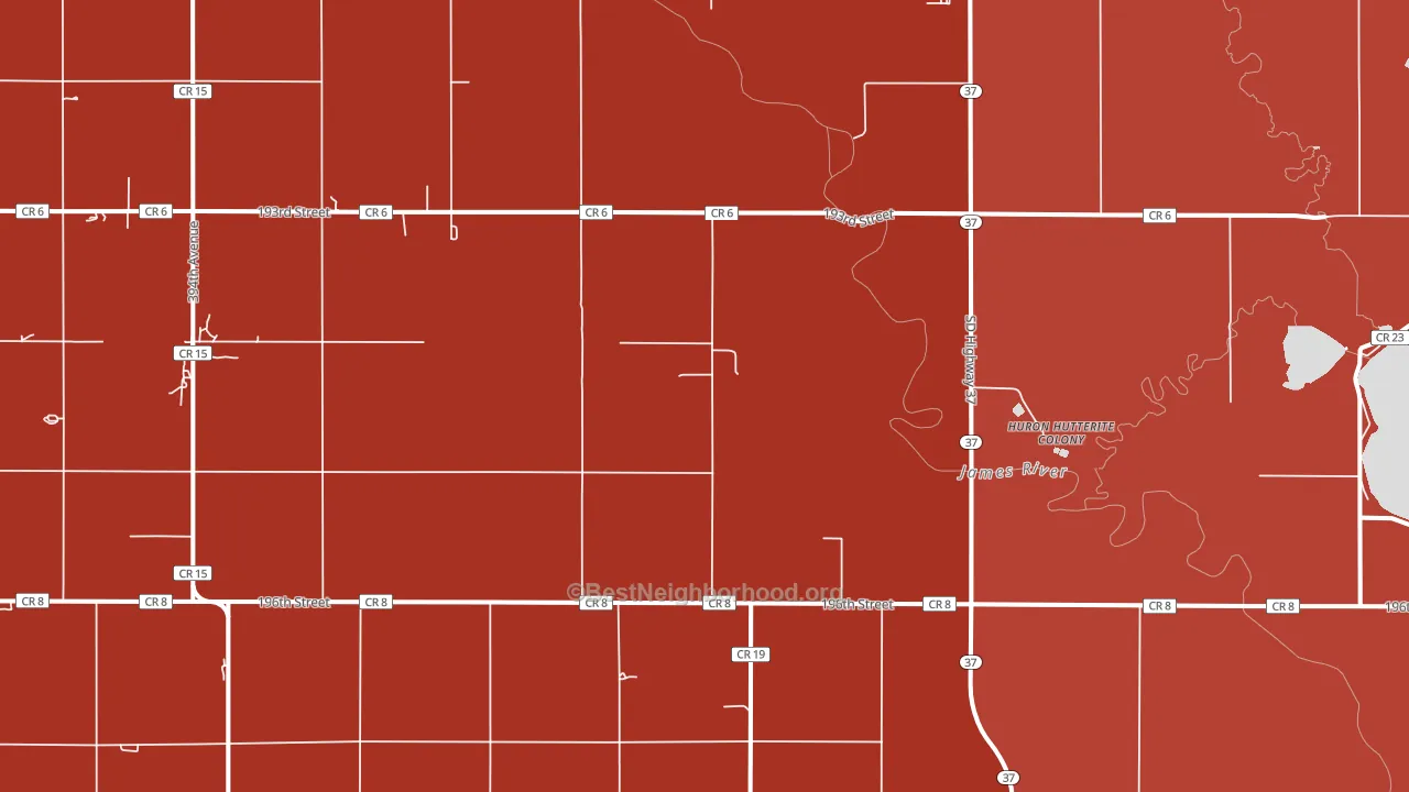 Huron Colony, SD block-group political-lean map