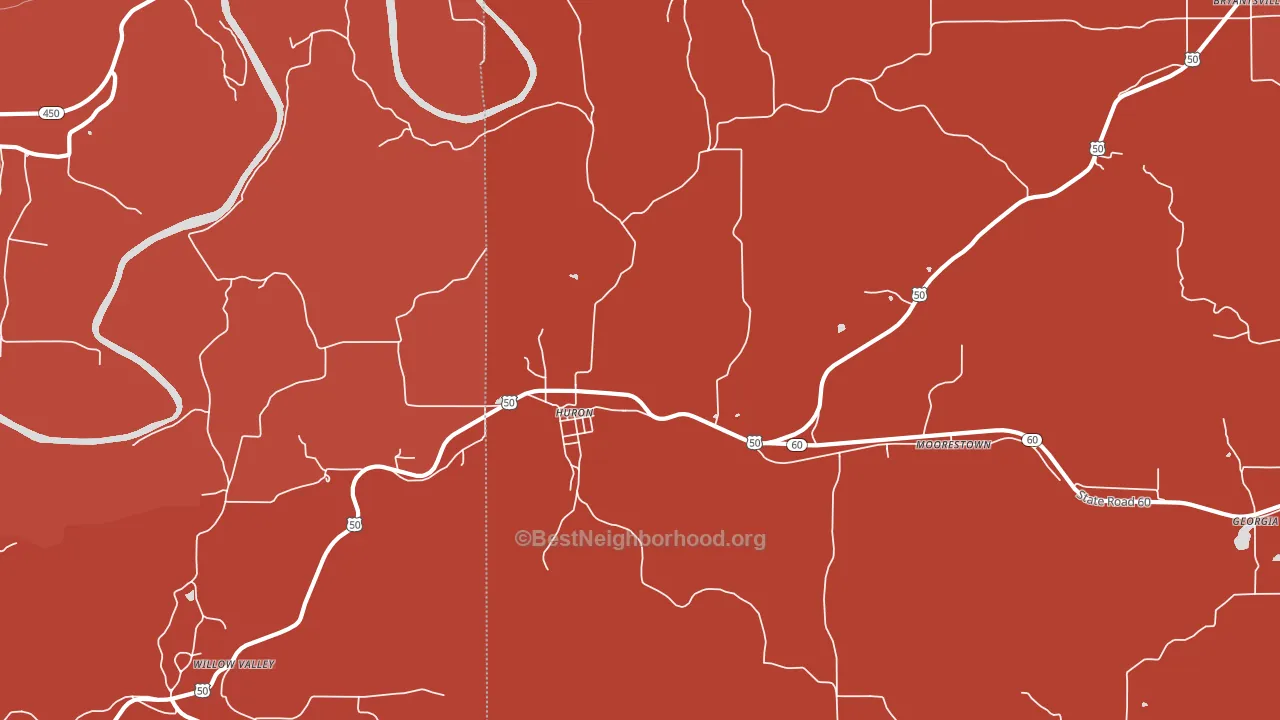 Huron, IN block-group political-lean map