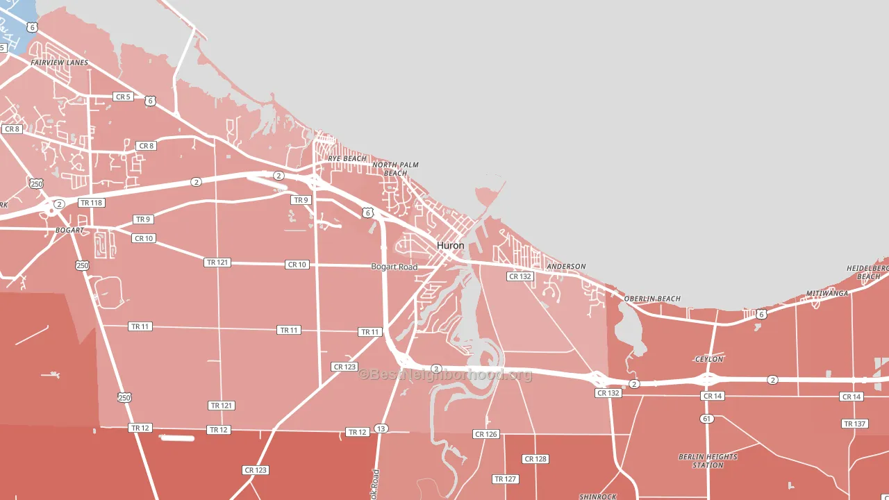 Huron, OH block-group political-lean map