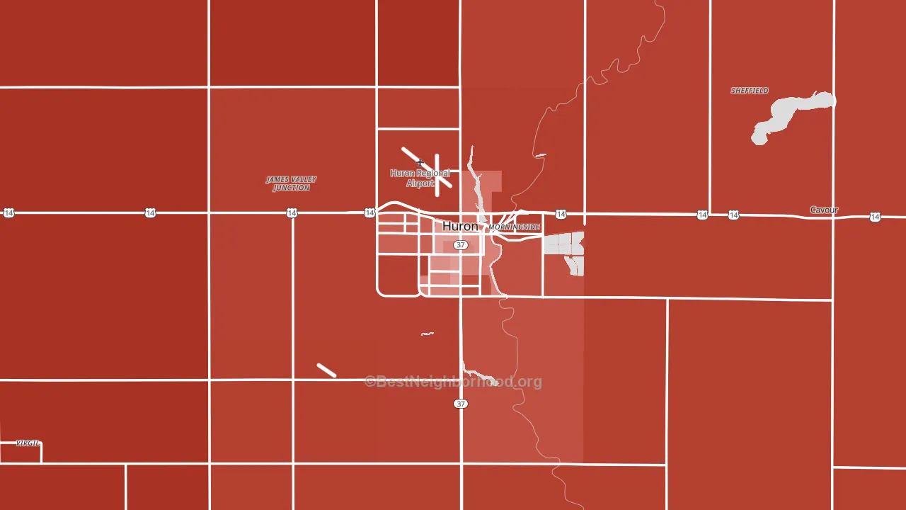 Huron, SD block-group political-lean map