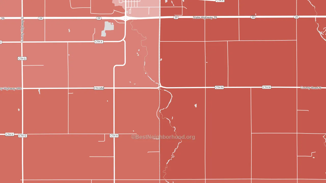 Huron, WI block-group political-lean map
