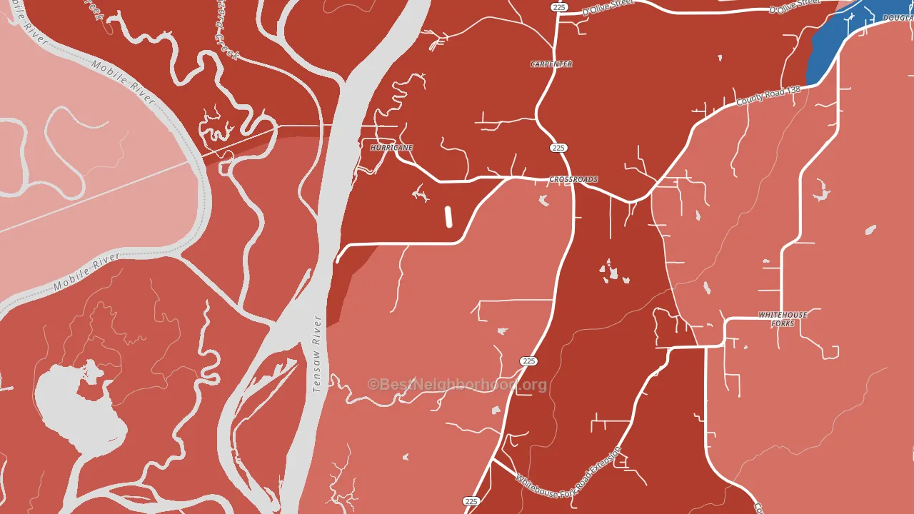 Hurricane, AL block-group political-lean map