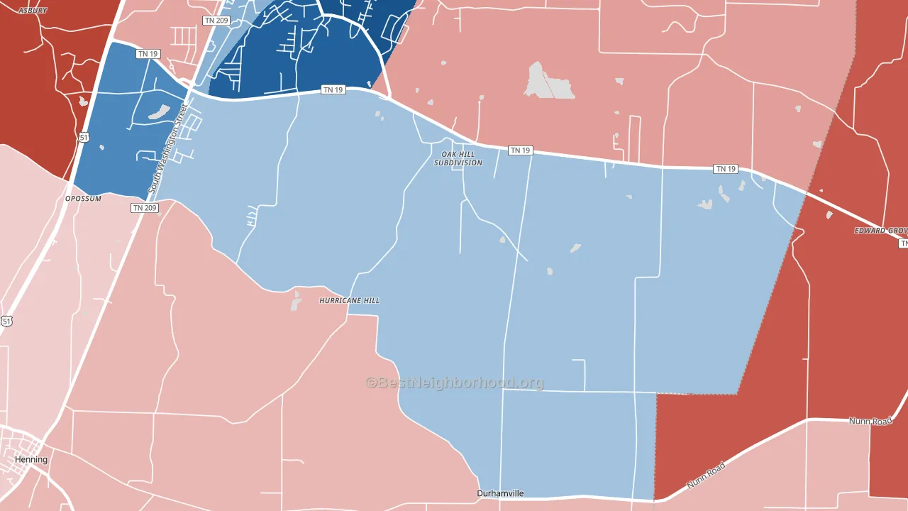 Hurricane Hill, TN block-group political-lean map