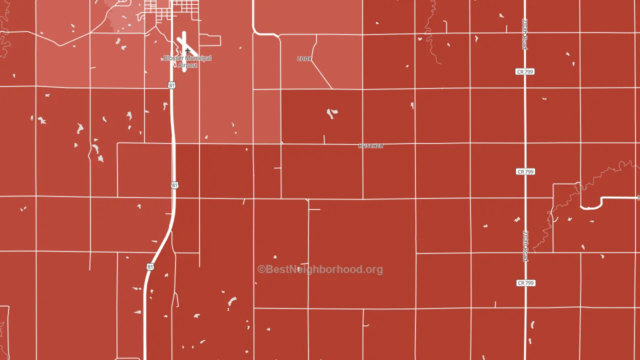 Huscher, KS block-group political-lean map
