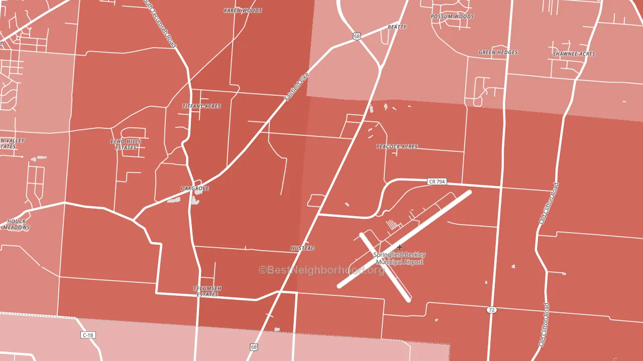 Hustead, OH block-group political-lean map