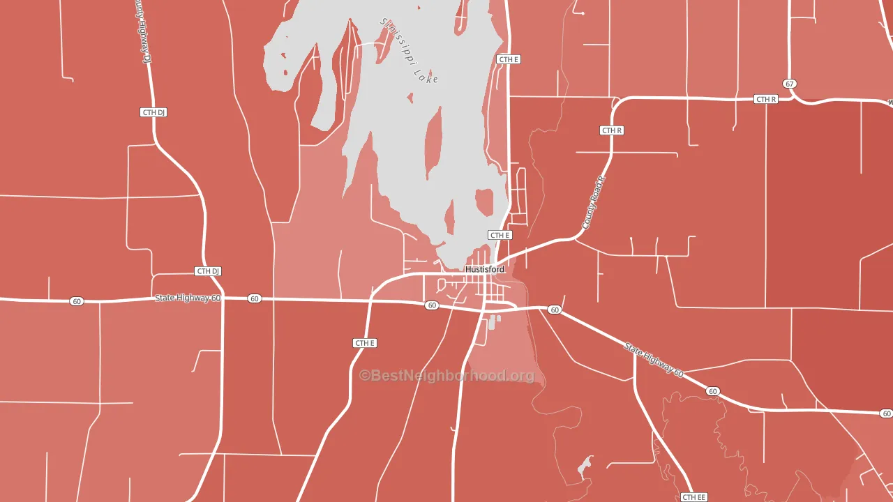 Hustisford, WI block-group political-lean map