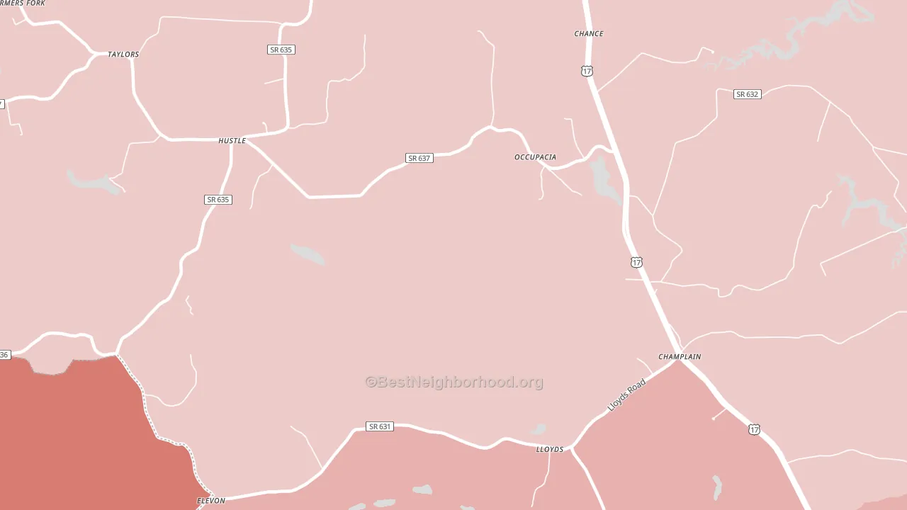 Hustle, VA block-group political-lean map