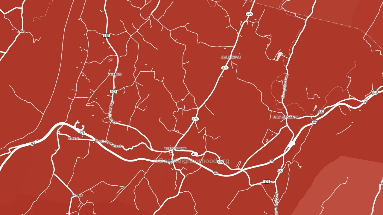 Hustontown, PA block-group political-lean map
