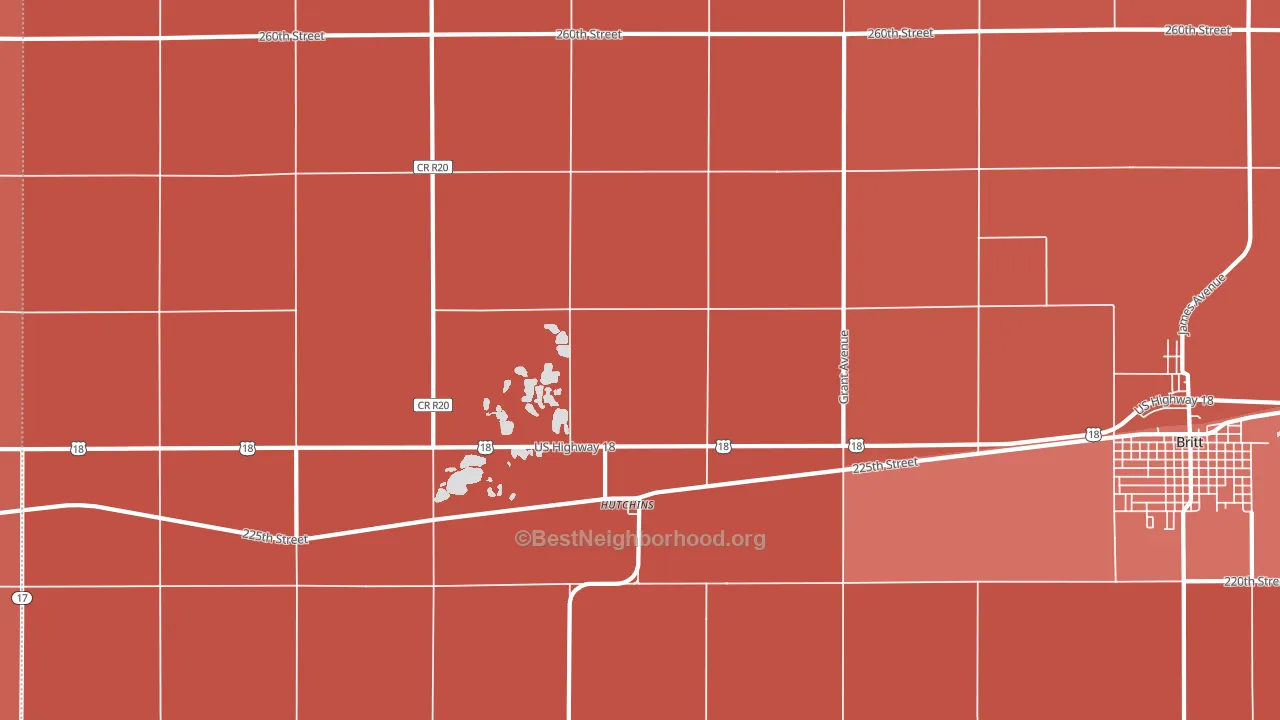 Hutchins, IA block-group political-lean map