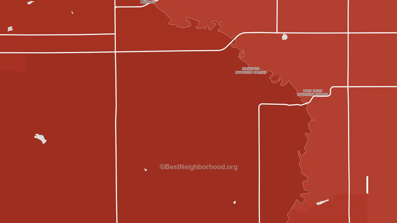 Hutchinson County, SD block-group political-lean map
