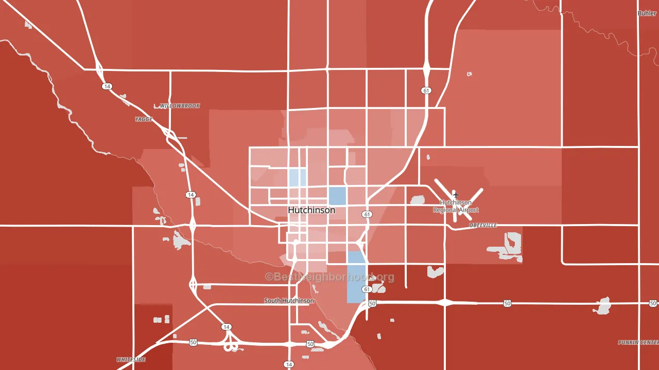 Hutchinson, KS block-group political-lean map