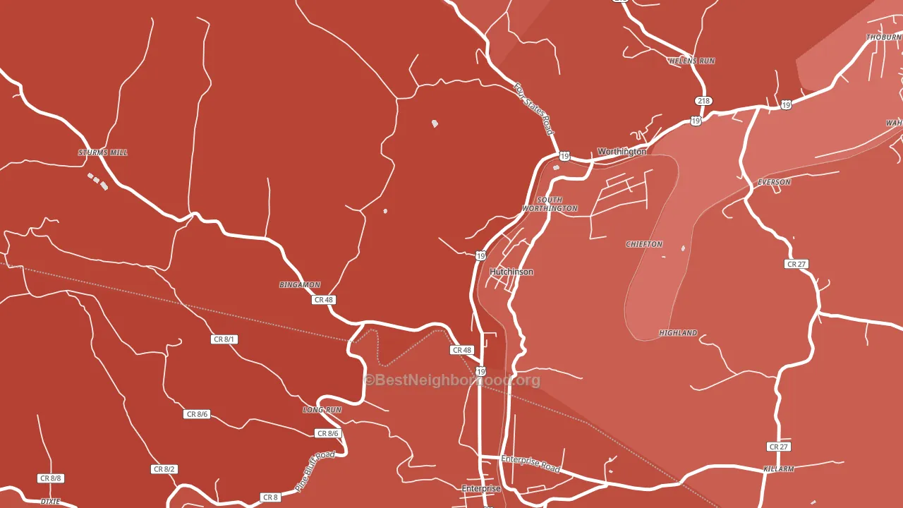 Hutchinson, WV block-group political-lean map