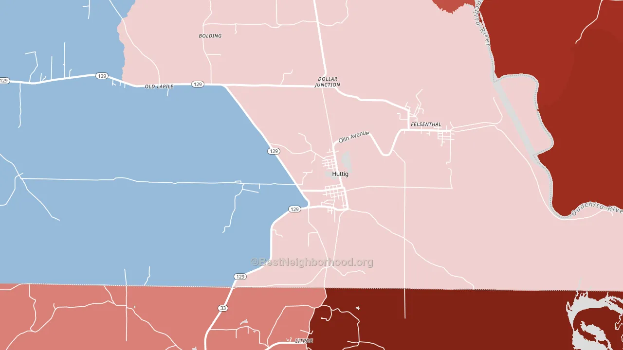Huttig, AR block-group political-lean map