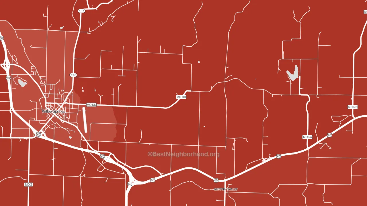 Hutton Valley, MO block-group political-lean map