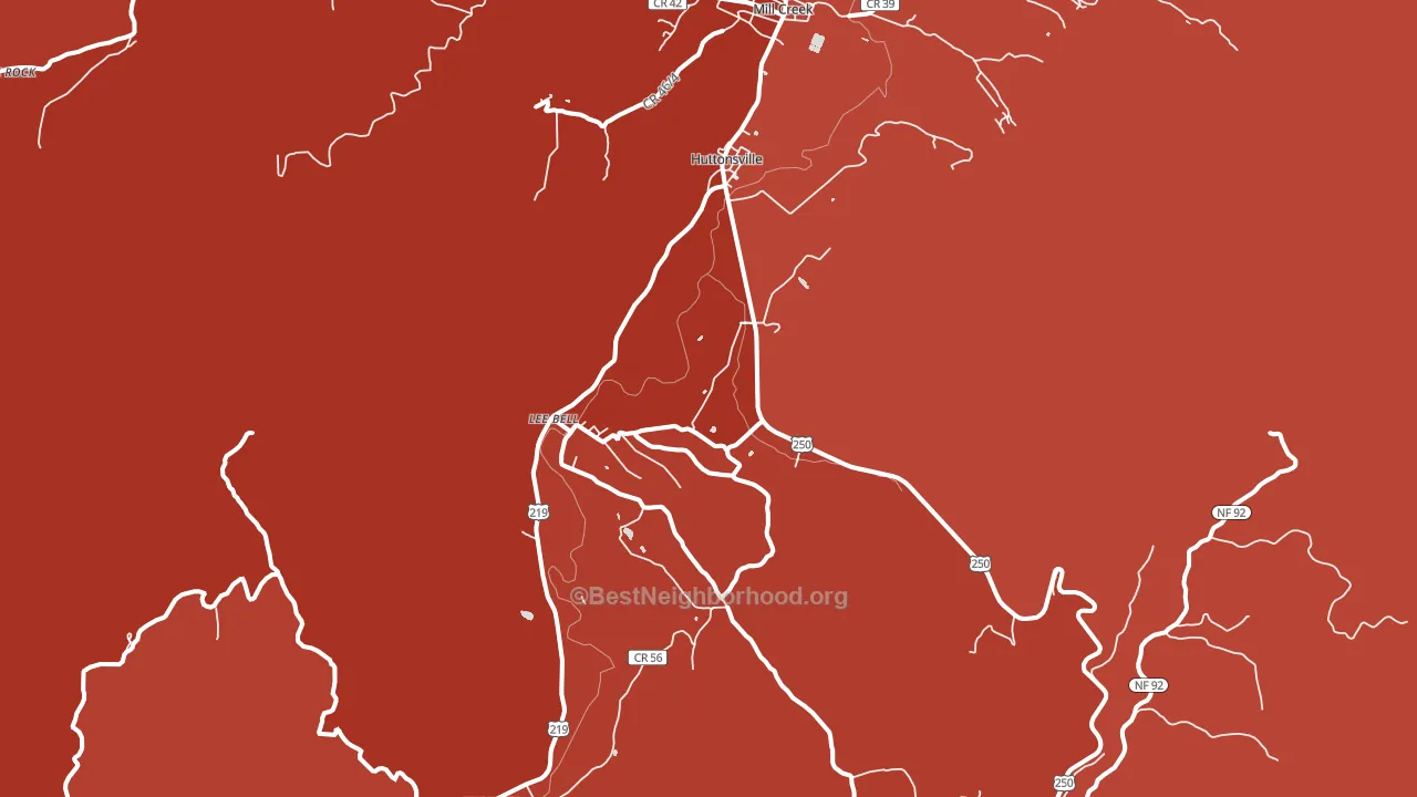 Huttonsville, WV block-group political-lean map