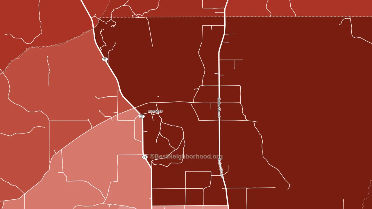 Huxford, AL block-group political-lean map