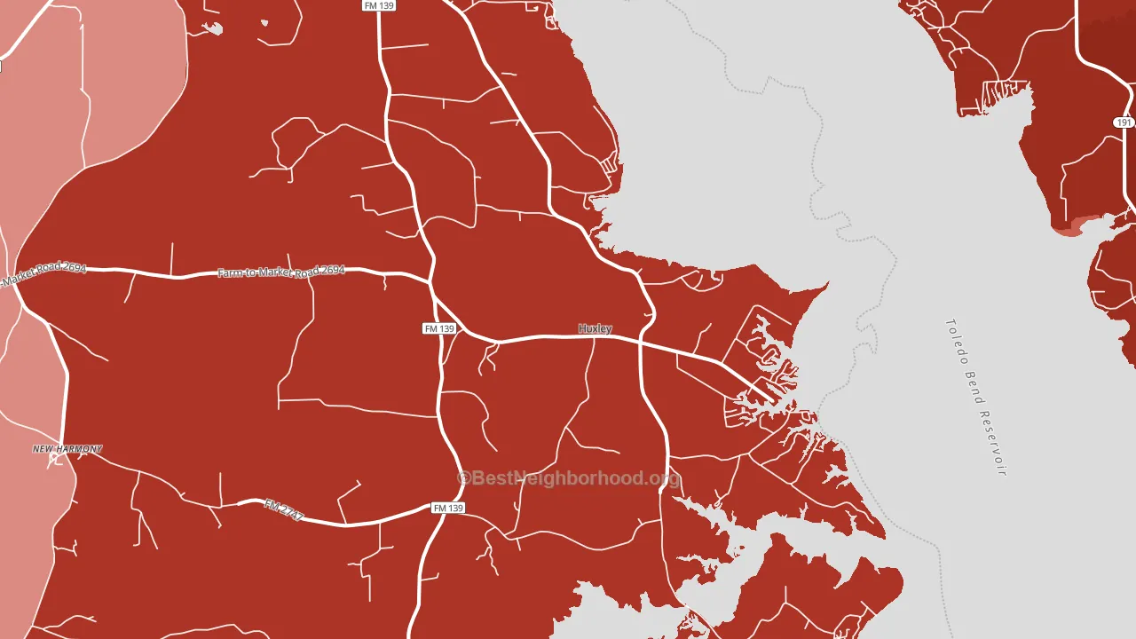 Huxley, TX block-group political-lean map