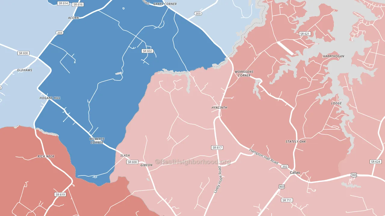 Hyacinth, VA block-group political-lean map