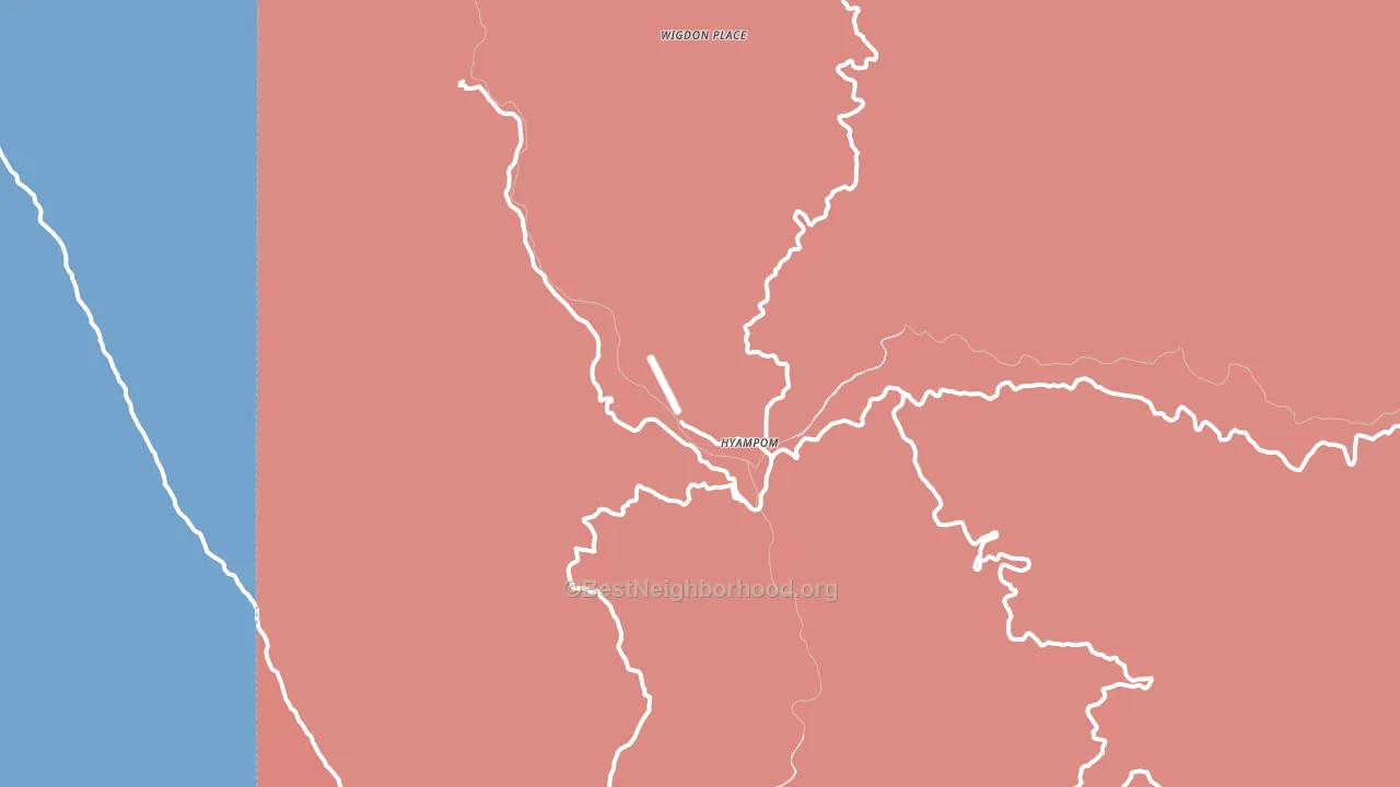 Hyampom, CA block-group political-lean map
