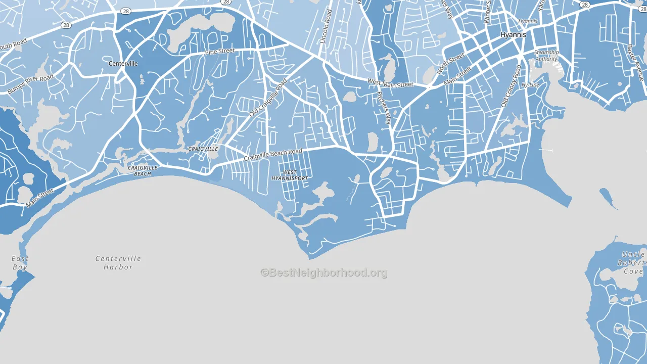 Hyannis Port, MA block-group political-lean map