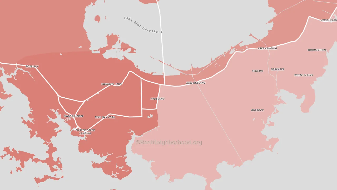 Hyde County, NC block-group political-lean map